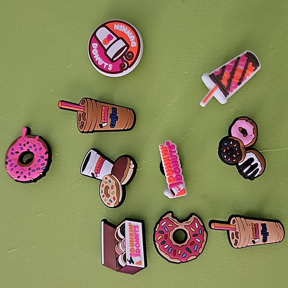 Set of 10 Dunkin doughnut jibets for Crocs/shoes.